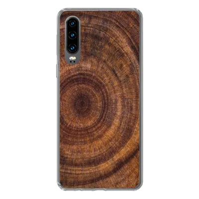 Produktbild von MuchoWow® Handyhülle Schutzhülle Hülle für Huawei P30 Kreis - Holz - Ringe Silikon Softcase Handy Hülle - Kartenbesitzer