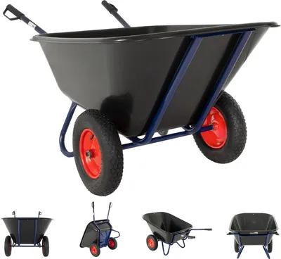 Produktbild von 2-Rad Schubkarre XXL 290 L 300 kg Gartenschubkarre Hofkarre Schiebkarre Luftrad Metallfelgen schwarz