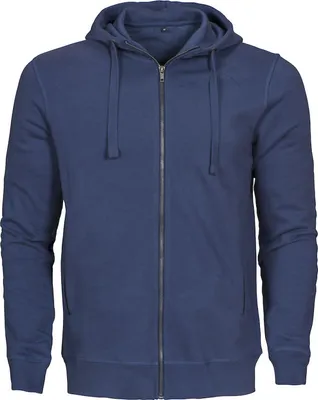 Produktbild von College-Jacke Duke aus Frotteebaumwolle mit Kapuze und durchgehendem Metallreißverschluss