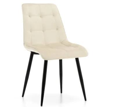 Produktbild von NEW HOME Stuhl CHIC gespolsterter Esszimmerstuhl mit Steppung - hellbeige - moderne Samt Velours Möbel