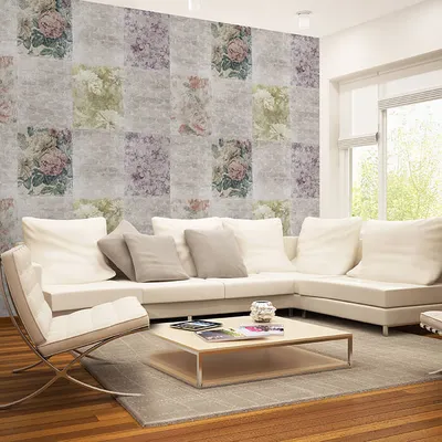 Produktbild von Fototapete Muster Fliesen Blumen M5875 – selbstklebende Strukturtapete 260g / 400x280cm