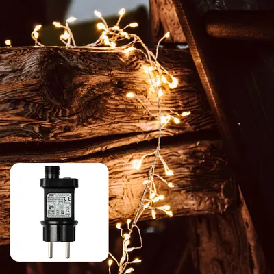 Produktbild von LED Cluster Lichterkette außen, Tauperlen, 420 LEDs, beleuchtet 3 m, Timer & Trafo 530438