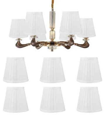 6er Set E14 Stoff-Lampenschirme, cremefarben, Clip-On