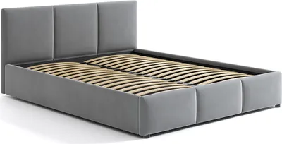Produktbild von Polsterbett Doppelbett mit Lattenrost aus Metall und Stauraum mit hydraulischem Bettkasten, 160x200 cm, Samt grauer