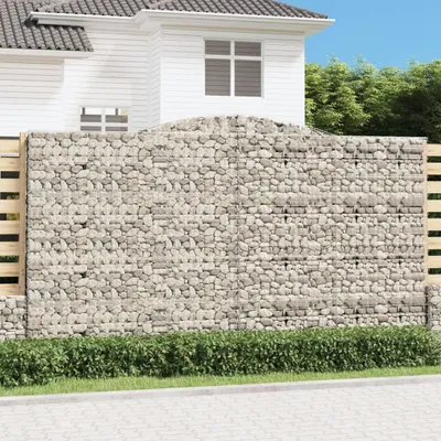 Produktbild von Gabionen mit Hochbogen 15Stk. 400x30x220/240cm Verzinktes Eisen