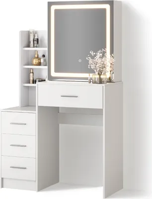 Image de Coiffeuse Livinity Monza Blanc 80cm avec miroir LED, Model 52463