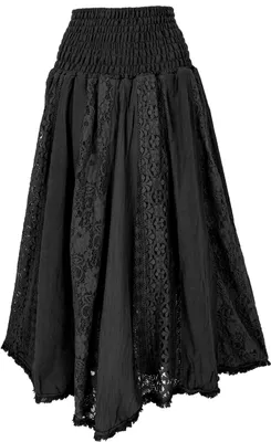 Produktbild von Boho Spitzen Maxirock, Flamenco Rock, Weiter Sommerrock - Schwarz, Damen, Baumwolle, Röcke
