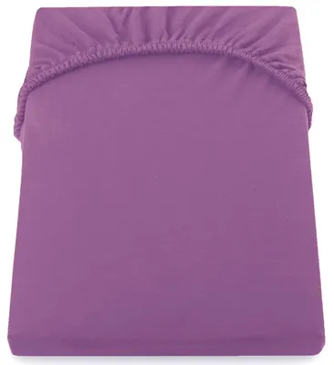 A folded purple fitted sheet is shown against a white background.