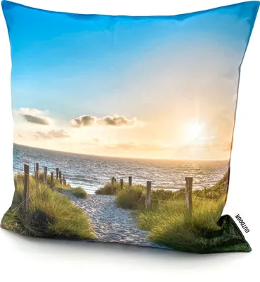 Produktbild von heimtexland ® Outdoorkissen Lotus Effekt 45x45 Garten Dekokissen Wasserabweisend Outdoor Lounge Deko Kissen Typ742 Maritim Sunset