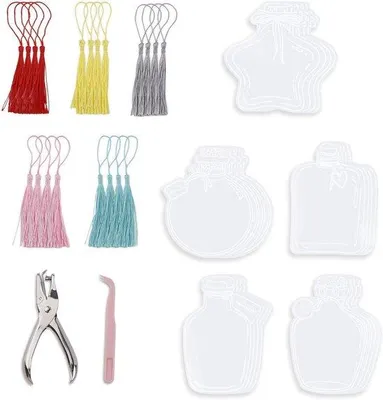 Produktbild von Transparante DIY-Knutselwerkjes Set, 20 Stuks, mit Pinseln und Zangen.