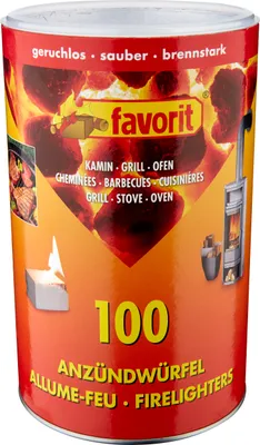 Produktbild von Favorit Anzündwürfel weiß, 100 Stück ° Anzünder für Kamin, Grill, in Vorratsdose