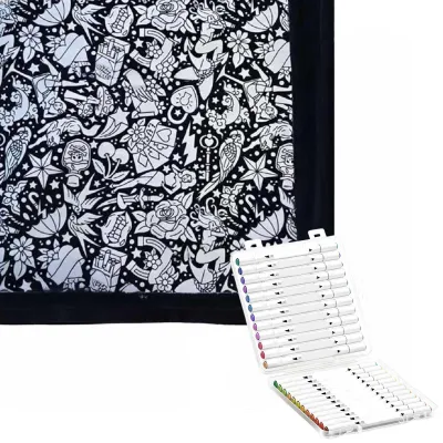 Produktbild von DIY-Maldecke: Gestalte deine eigene Decke mit 24 Stiften. Individuell gestaltbare, waschbare Kuscheldecke für Zuhause, Partys und Kunstprojekte.