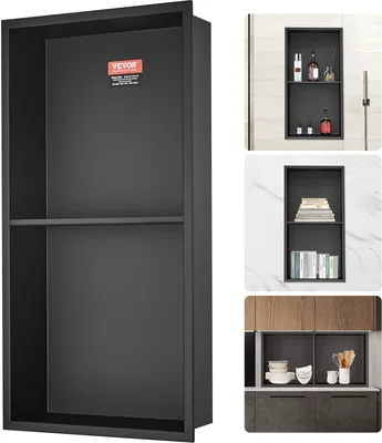 Zdjęcie produktu dla Nisza ścienna 10x33.02x63.5cm Nisza prysznicowa Nisza ze stali nierdzewnej Dwuwarstwowa 100% wodoodporna Montaż wpuszczany 0-40°C Temperatura pracy 92° Wewnętrzny narożnik Idealny do łazienek Sypialnie Pokoje do nauki