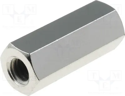 Obrázok produktu pre 10 kusov distančných spojok s vnútorným závitom 18 mm, vonkajší závit: M4, šesťhranné, mosadzné, rozmery: 116 x 18 mm