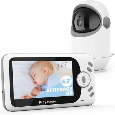 Produktbild von Babyphone mit Kamera 4,3" – 30 h Akku, HD Video, Nachtsicht, VOX, 2-Wege-Audio, 8 Schlaflieder, 300 m Reichweite, Kein WLAN