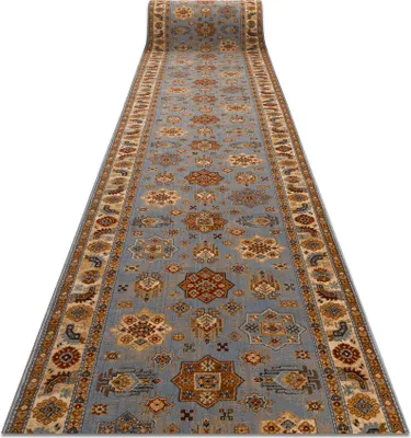 Produktbild von KESHAN Wolle Läufer 7683/53544 Rahmen, orientalisch blau / Beige 90cm Blau 90x1150 cm
