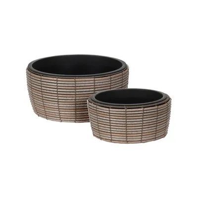 Produktbild von Blumentöpfe aus Polyrattan beige 2 Stück Modern Design