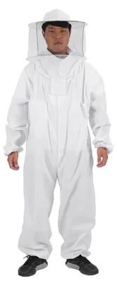Imkerschutzanzug mit Schleier, XL, weiß, 65% Baumwolle, 35% Polyester