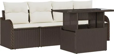 Immagine prodotto di vidaXL Set di divani con cuscini 5 pezzi in polirattan marrone