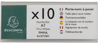 Produktbild von Exacompta 10x Set 10 Namensschildern für A7 beidseitig horizontal PMMA 87358D
