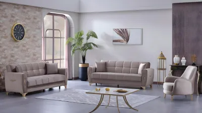Produktbild von Wohnzimmer Textil Sofagarnitur 3+3+1 Sitzer Komplett Sofas Set Polstermöbel