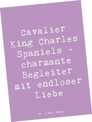 Produktbild von Mr. & Mrs. Panda Postkarte Spruch Cavalier King Charles Spaniel Begleiter - Lavendeltraum - Geschenk, elegant, Hunderasse, treu, Postkarten, Hund, Hunderassen, bildkarte