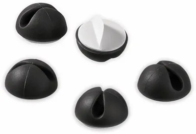 Produktbild von Kabelmanagement 1-Slot, schwarz 5er-Set zum Ordnen und Fixieren, ablösbar