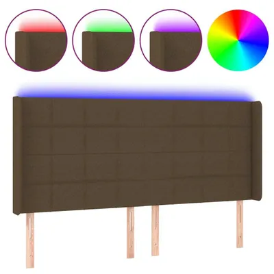 Produktbild von LED Kopfteil Dunkelbraun 163x16x118/128 cm Stoff