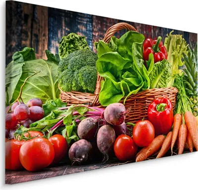 Produktbild von Fabelhafte Canvas LEINWAND BILDER 120x80 cm XXL Kunstdruck Gemüse Obst Karotten Salat