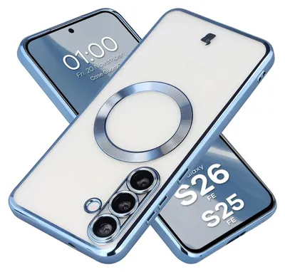 Produktbild von Handyhülle mit Kameraschutz und Magnetring für Galaxy S26 FE / S25 FE, Bizon Case GuardO, Transparent-Blau