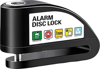 Produktbild von Avizar, Scheibenschloss mit 110 dB Alarm kompakt für Fahrrad & Scooter, Schwarz