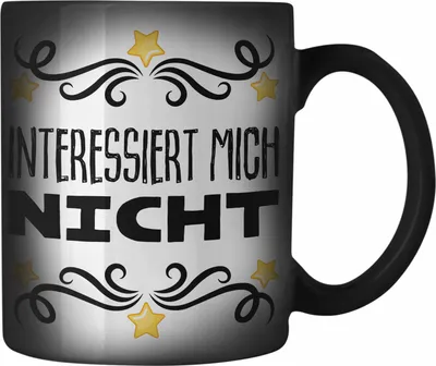 Produktbild von Trendation - Interessiert Mich Nicht Ich Hasse Jeden Farbwechsel Zauber-Tasse Becher Karabiner Farbwechsel Zauber-Tasse Edelstahl Lustig Spruch Geschenk Frauen Männer (Schwarz)