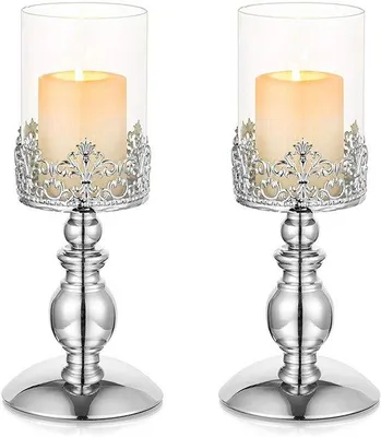 Obrázok produktu pre Strieborné stolové svietniky – univerzálne – sada 2 ks – 26 cm