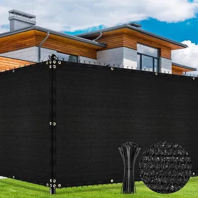 Zdjęcie produktu dla Ekran ogrodzeniowy zapewniający prywatność, 1,8 m x 15,2 m - czarny - ochrona przed promieniowaniem UV - ochrona przed wiatrem