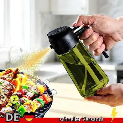 Produktbild von 2-in-1-Ölsprühgerät aus Dunklem Glas Olivenölspender Schwarzes Lichtändiges