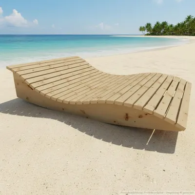 Produktbild von Holzliege Wellenliege Gartenliege Himmelssofa "Pool-Moni" (Zirbe) 140cm