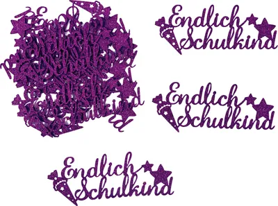 Produktbild von Oblique Unique Endlich Schulkind Konfetti dunkellila für Schuleinführung Einschulung Schulanfang Streudeko Tischdeko