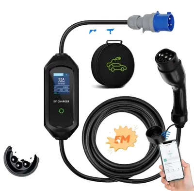 Image de Chargeur pour véhicules électriques, modèle portable,intelligente via application, Type 2, 7,2 kW, câble de 5 m, Type 2