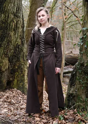 Produktbild von Mittelalterkleid Marit mit Schnürungen, braun - Baumwoll Mittelalter Wikinger LARP Kleid - Kostüm - Mittelalterkleidung  Größe: XXL