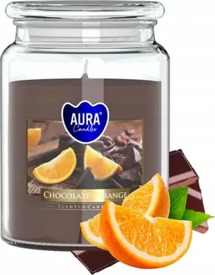 Produktbild von Duftkerze im Glas Schokolade - Orange 14x9,8cm bis zu 100h Brenndauer