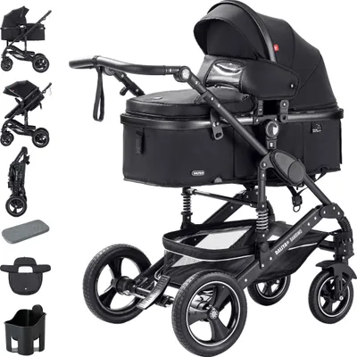 Produktbild von Daliya® BAMBIMO 2in1 Kinderwagen mit Airless-Rädern, leichtem Aluminiumrahmen & 2in1 Babywanne oder Sportsitz, Kombi-Kinderwagen, Buggy & Stroller