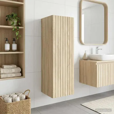 Zdjęcie produktu dla Maison Exclusive - Szafka łazienkowa do montażu na ścianie, imitacja dębu Sonoma, wymiary: 33 x 34,5 x 60 cm