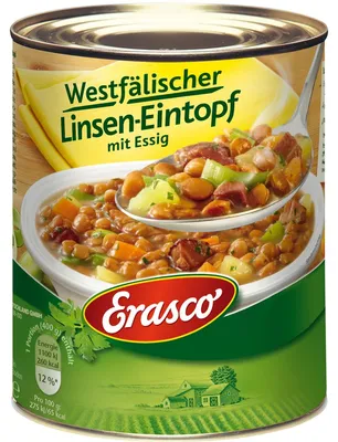 Zdjęcie produktu dla Erasco Westphalian gulasz z soczewicy rafinowany z octem 800g