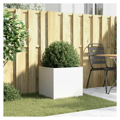 Produktbild von Pflanzkübel Weiß 49x47x46 cm Stahl für Garten, Terrasse und Balkon