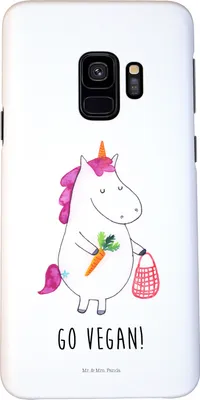 Produktbild von Mr. & Mrs. Panda Samsung Galaxy S9 Handyhülle Einhorn Vegan - Weiß - Geschenk, Veganer, Rohkost, Veganismus, Gesund Leben, Hülle, Unicorn, Handy Schutzhülle, Smartphone