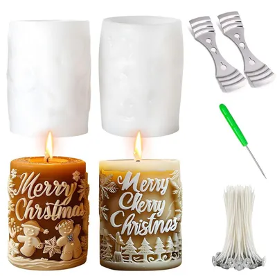 Produktbild von Kerzenformen Silikon Weihnachten DIY Set Schneemann Tannenbaum Gießformen für Erwachsene