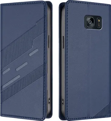 Image de Etui pour Samsung Galaxy S7 Edge, étui portefeuille en cuirPolyuréthaneavec fente pour cartes et fonction stand Blau