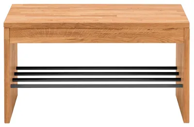 Produktbild von Garderobenbank 82 cm mit Schuhablage Eiche Massivholz CUENCA-137