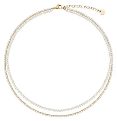 Produktbild von Vergoldete Doppelperlenkette fü r Damen LJ3026