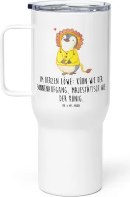 Produktbild von Mr. & Mrs. Panda Teetasse Löwe Astrologie - Weiß - Geschenk, Teebecher, Geburtstagsgeschenk, Trinkgefäß, Sternzeichen, Thermobecher, thermosbecher, Isolierbecher
